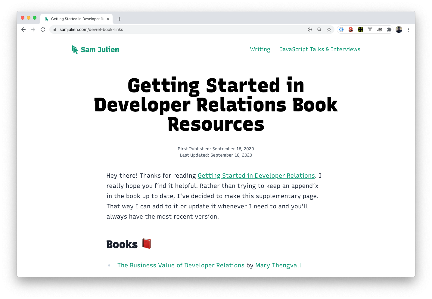 Dev Rel Book Links